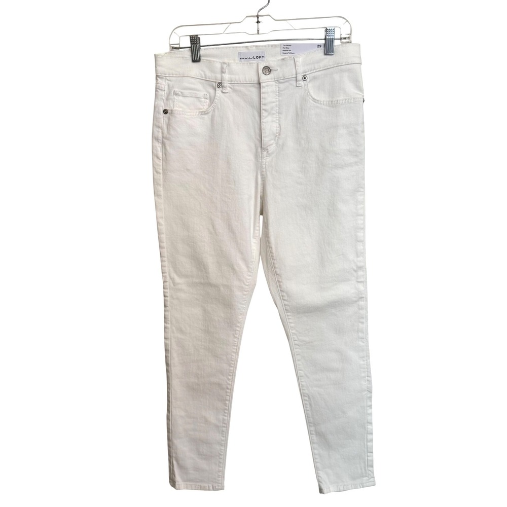 LOFT The Skinny Mid Rise Jeans White Regular Fit Size 29 NWT